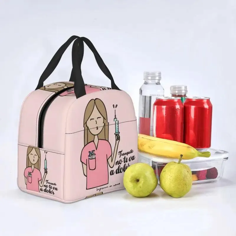 🍱 Enfermera En Apuros Doctor Nurse Lunch Bag | Women Portable Cooler Thermal Insulated Lunch Box | Picnic Storage Food Bento Bag for Travel & Work 🎒