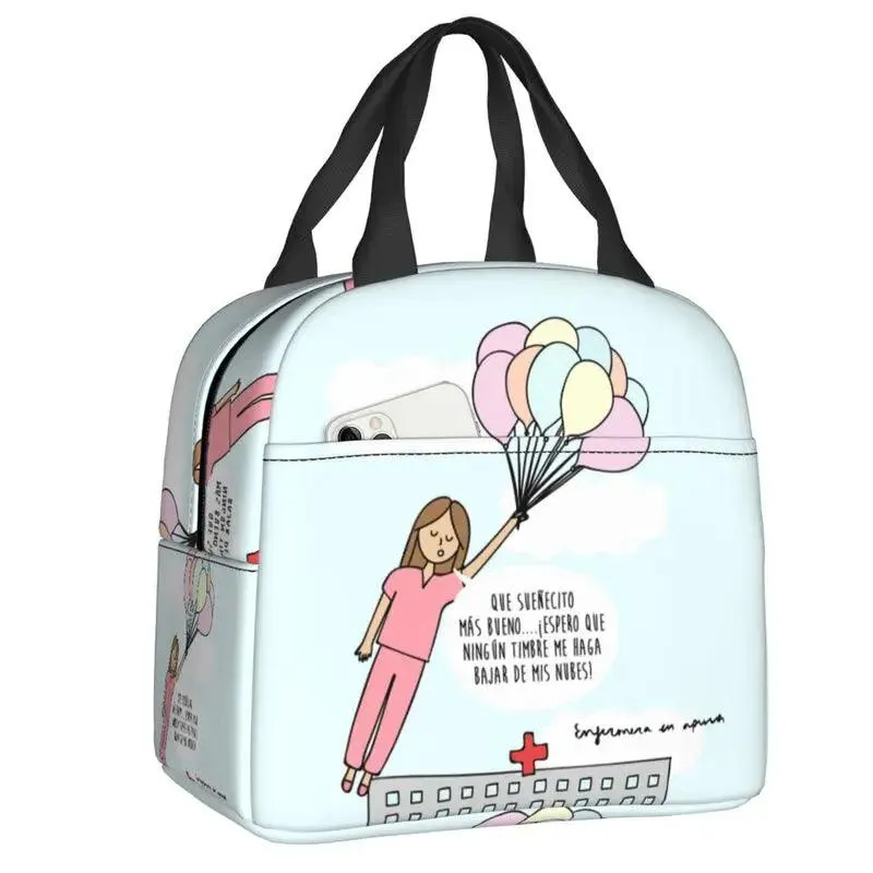 🍱 Enfermera En Apuros Doctor Nurse Lunch Bag | Women Portable Cooler Thermal Insulated Lunch Box | Picnic Storage Food Bento Bag for Travel & Work 🎒