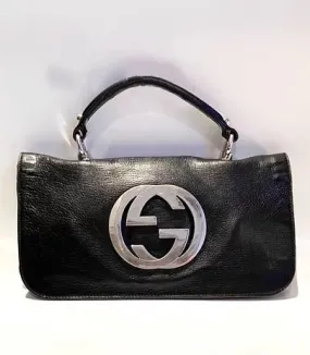 2000s GUCCI BLACK LEATHER BLONDIE FLAP BAG