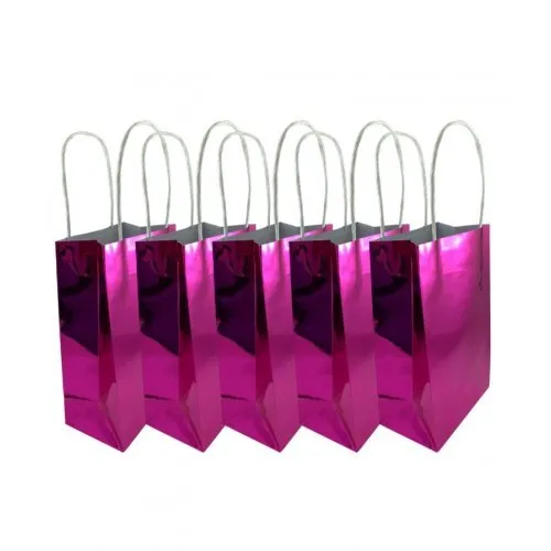 5pk Metallic Pink Paper Party Gift Bags