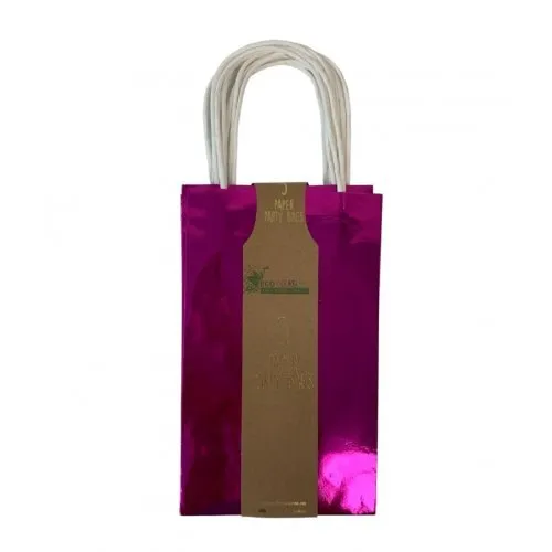 5pk Metallic Pink Paper Party Gift Bags