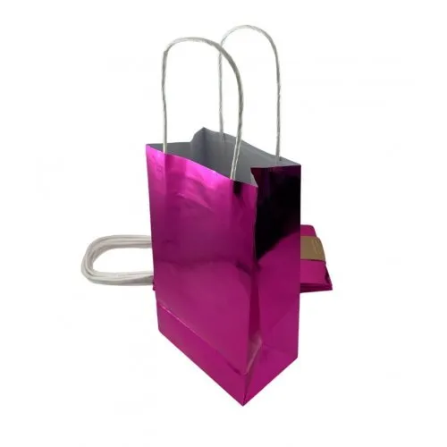 5pk Metallic Pink Paper Party Gift Bags