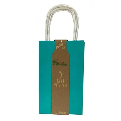 5pk Teal Paper Party Gift Bags