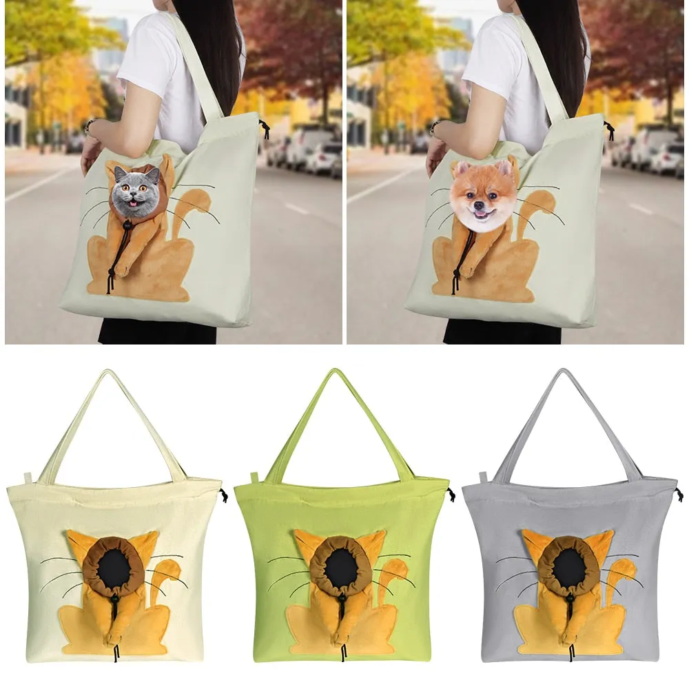 AnyWags Cat Handbag Yellow Green Soft Collar Pets Carrier Luggage Small Dog Travel Tote Bag With Safety Zippers