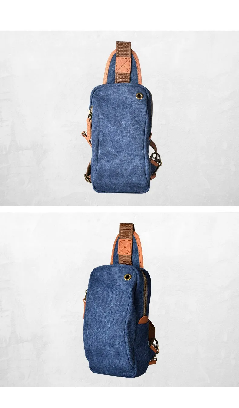 Army Green Canvas Sling Backpack Men's Sling Bag Blue Chest Bag Canvas One shoulder Backpack For Men