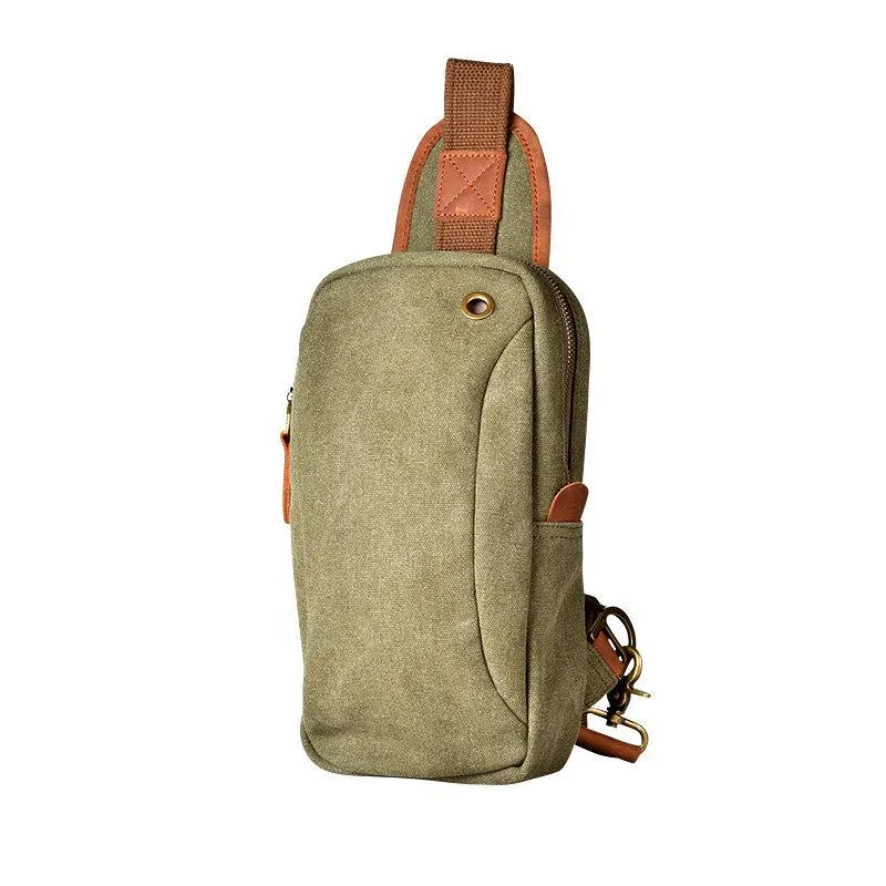 Army Green Canvas Sling Backpack Men's Sling Bag Blue Chest Bag Canvas One shoulder Backpack For Men