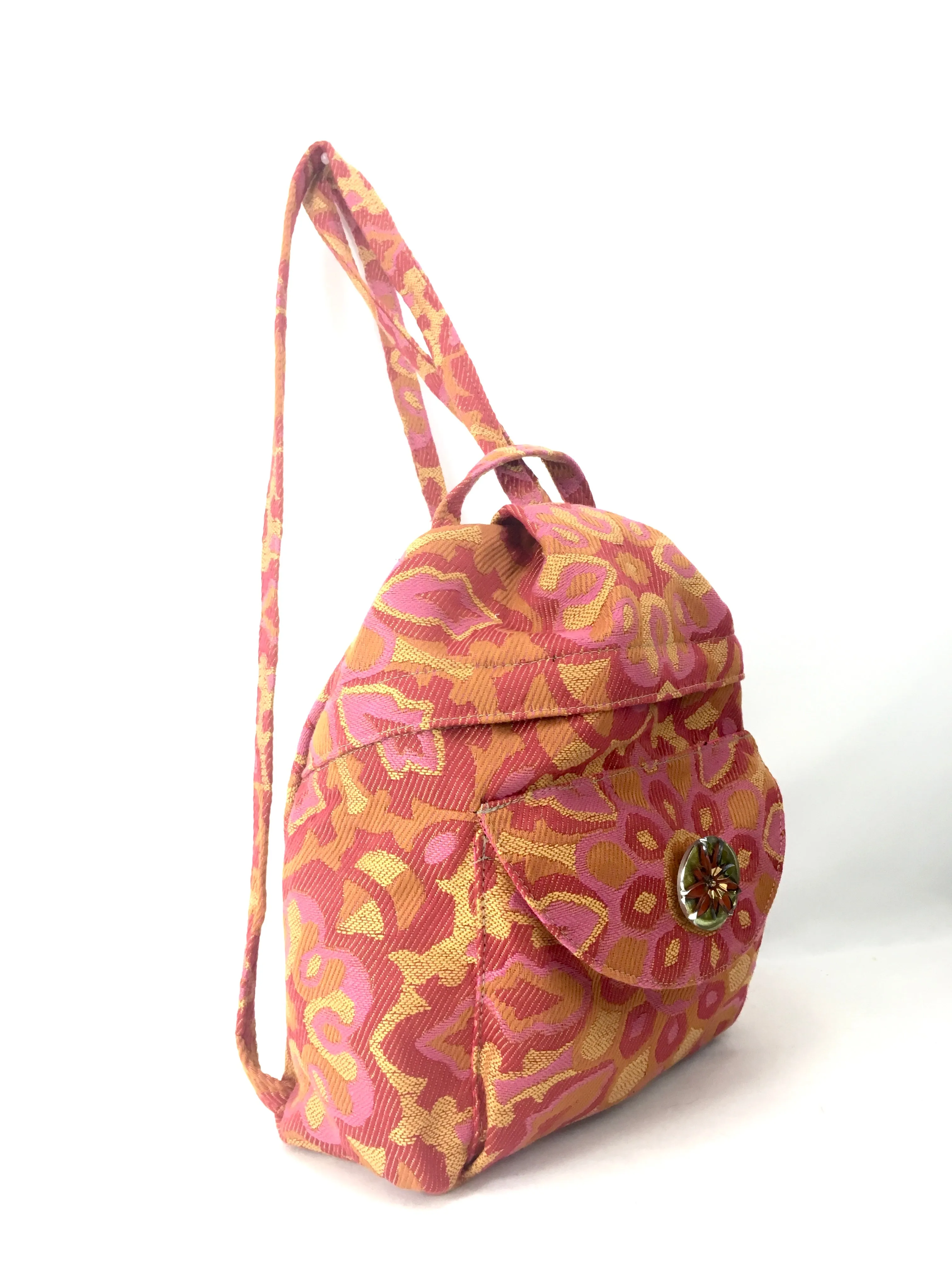 Backpack, Small, in Orange Sunshine Jacquard