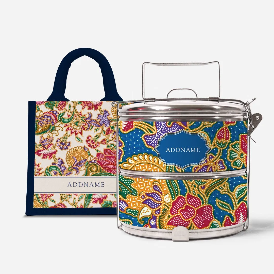 Batik Kuntum - Lunch Tote Bag with Two-Tier Tiffin Carrier