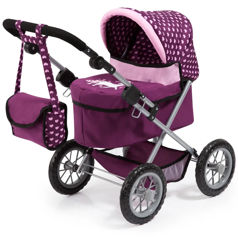 Bayer Design Dolls: Trendy Pram - Burgundy, Pink, Hearts