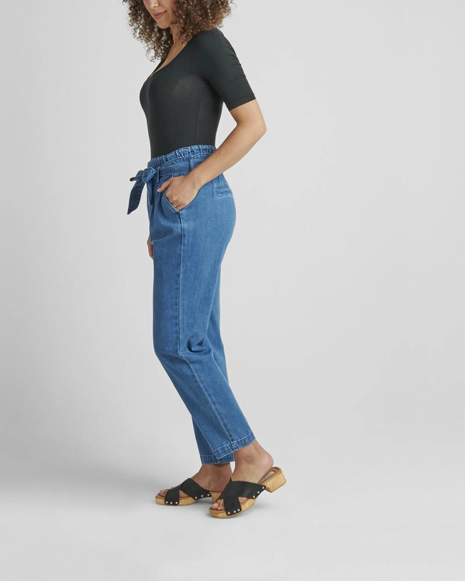 Belted Pleat High Rise Tapered Leg Pant In Blue Nova | Blue Nova