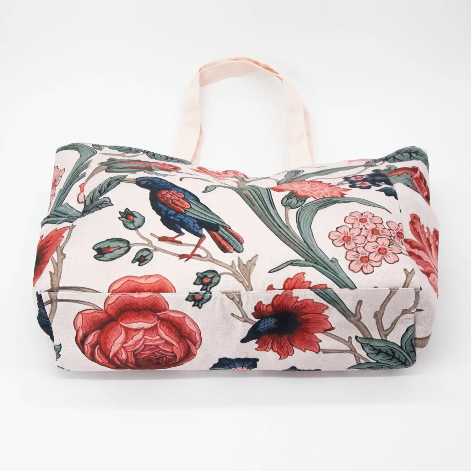 Bird on the Vine Multi Pocket Canvas Tote Bag