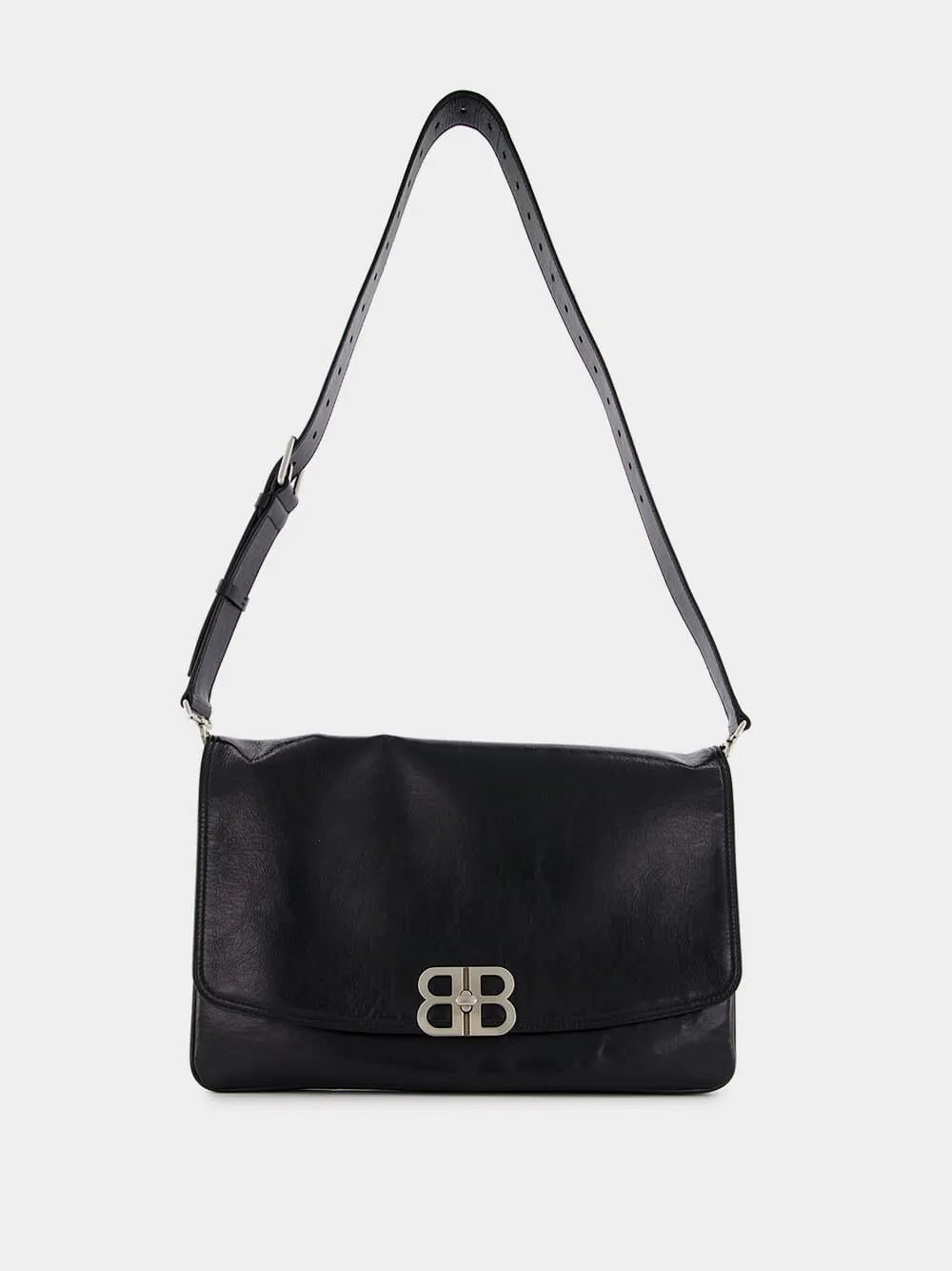 Black BB Soft Large Flap Bag