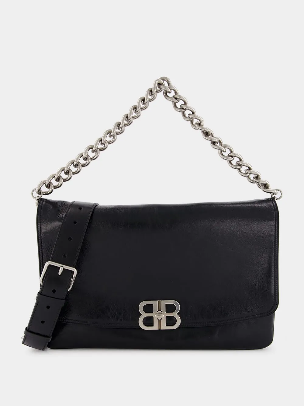 Black BB Soft Large Flap Bag