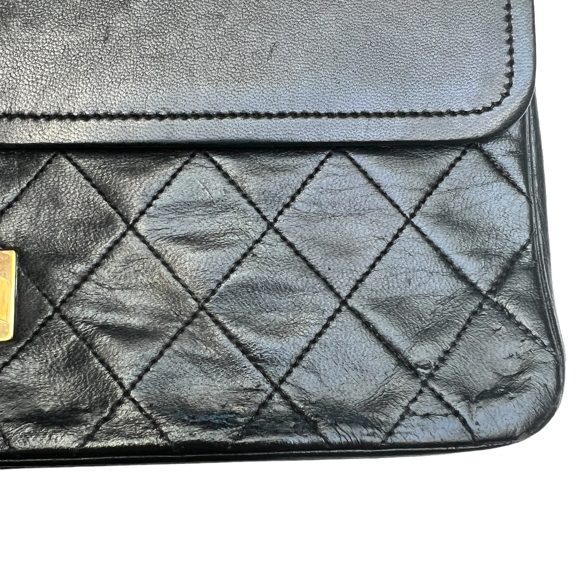 Black Leather Classic Flap Bag