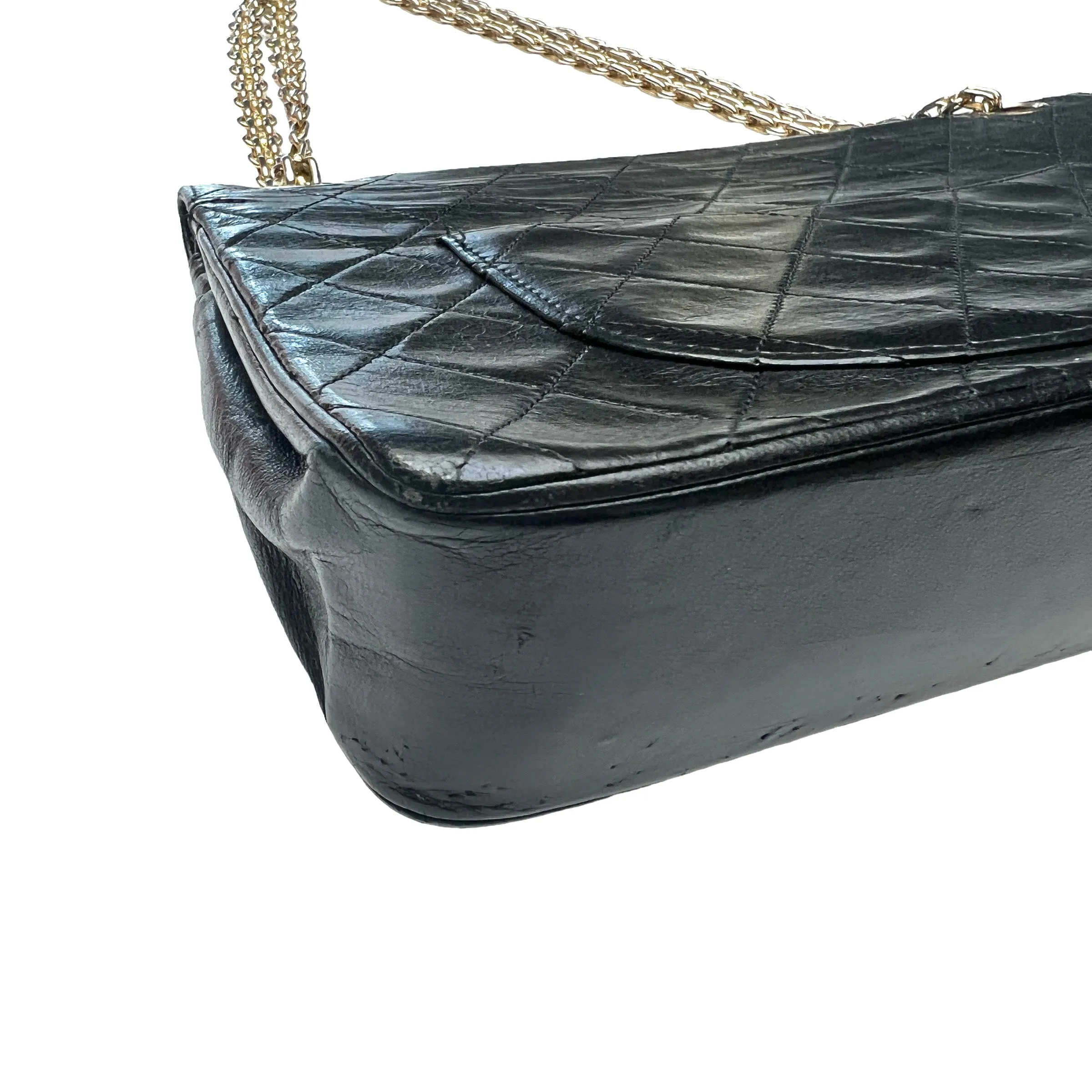 Black Leather Classic Flap Bag