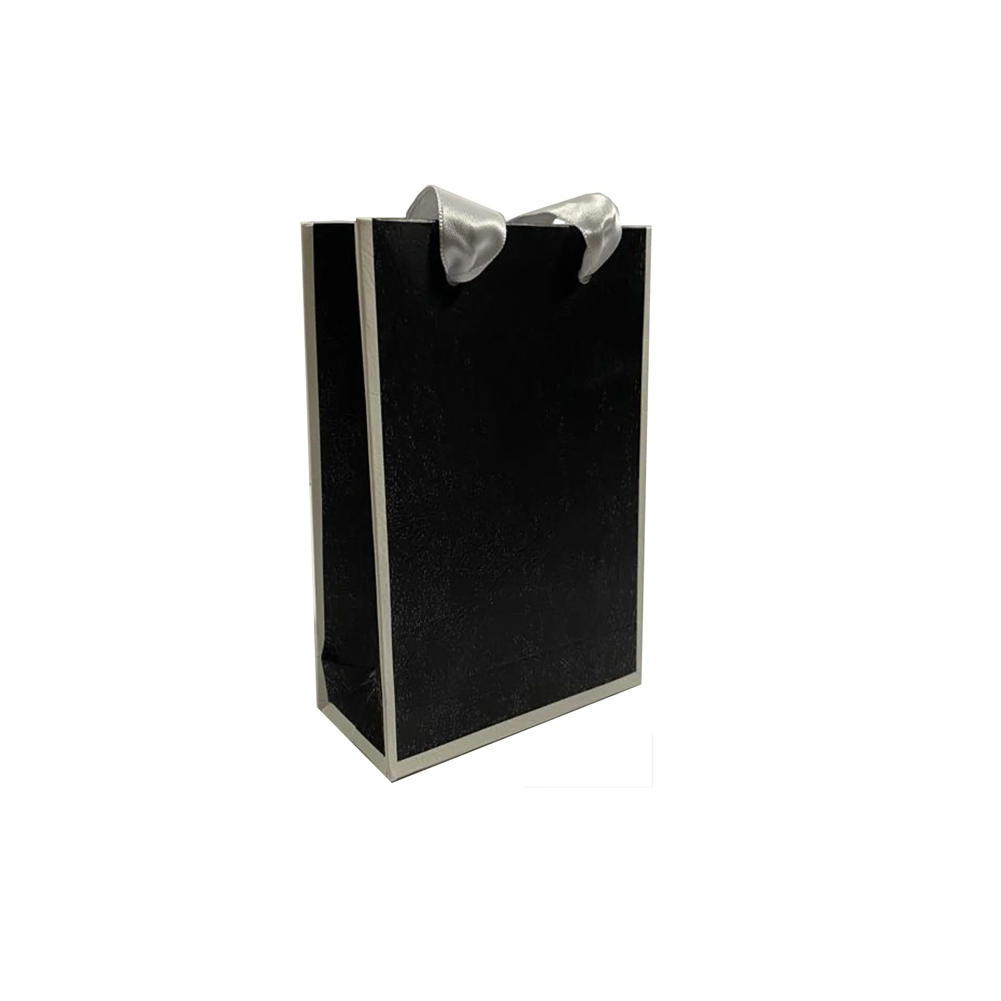 Black with white frame, Matte Laminated Ribbon Handle Paper Bags