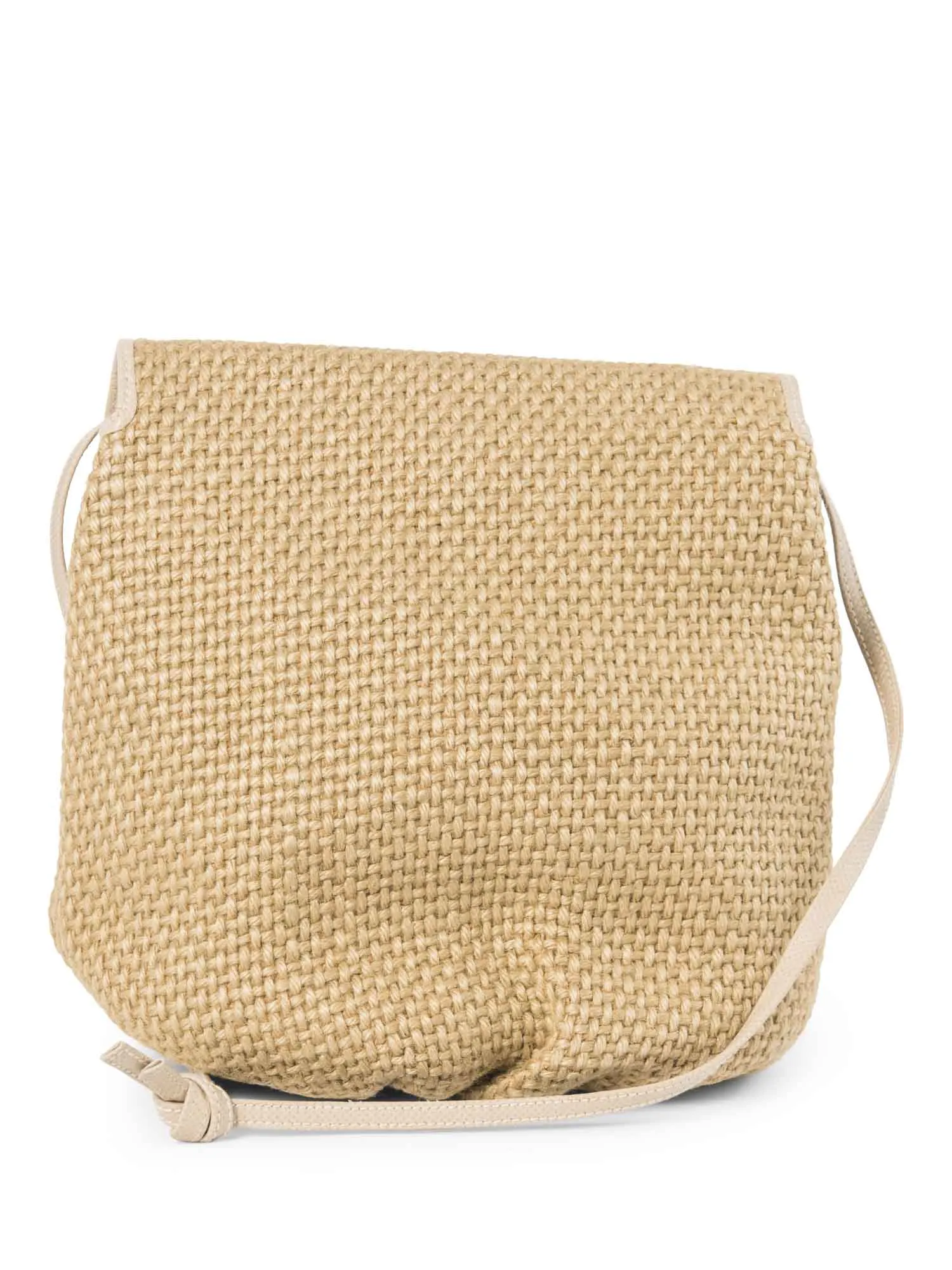 Bottega Veneta Vintage Raffia Flap Shoulder Bag Beige