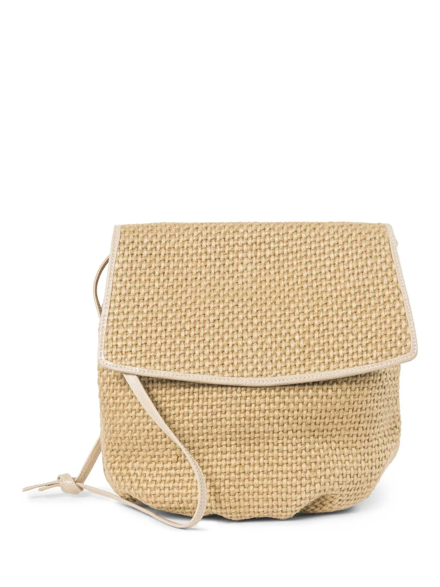 Bottega Veneta Vintage Raffia Flap Shoulder Bag Beige