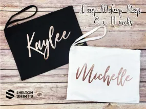 Bridal Party Makeup Bag with Name - Bridesmaid Proposal Gift