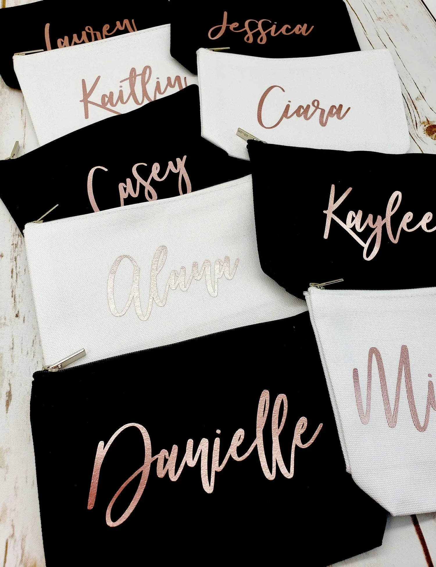 Bridal Party Makeup Bag with Name - Bridesmaid Proposal Gift