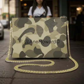 Camouflage - Vegan Leather Crossbody Bag With Chain