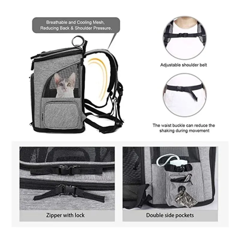 Cat Backpack Carrier Expandable Breathable Mesh Room Extension