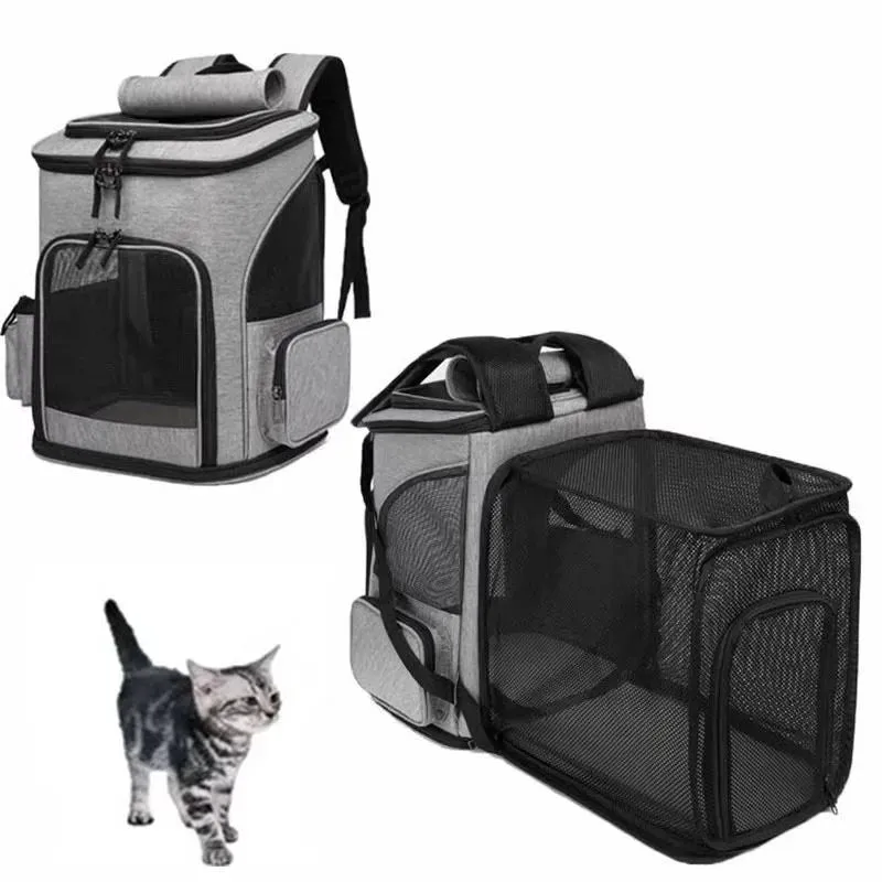 Cat Backpack Carrier Expandable Breathable Mesh Room Extension