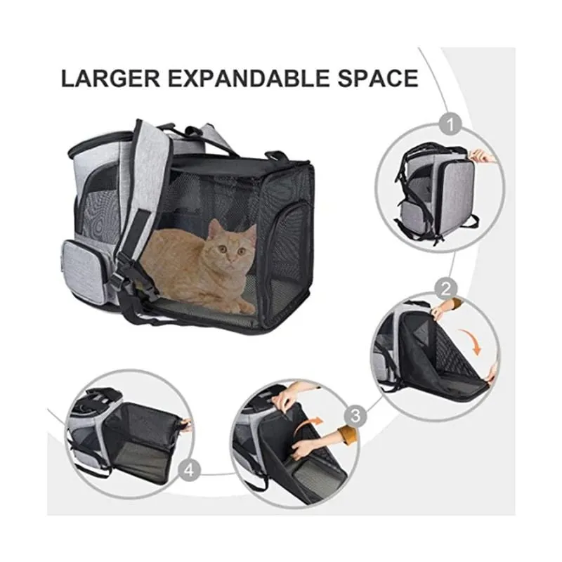 Cat Backpack Carrier Expandable Breathable Mesh Room Extension