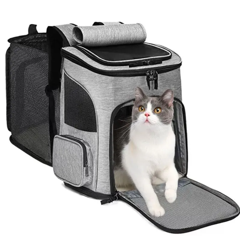 Cat Backpack Carrier Expandable Breathable Mesh Room Extension