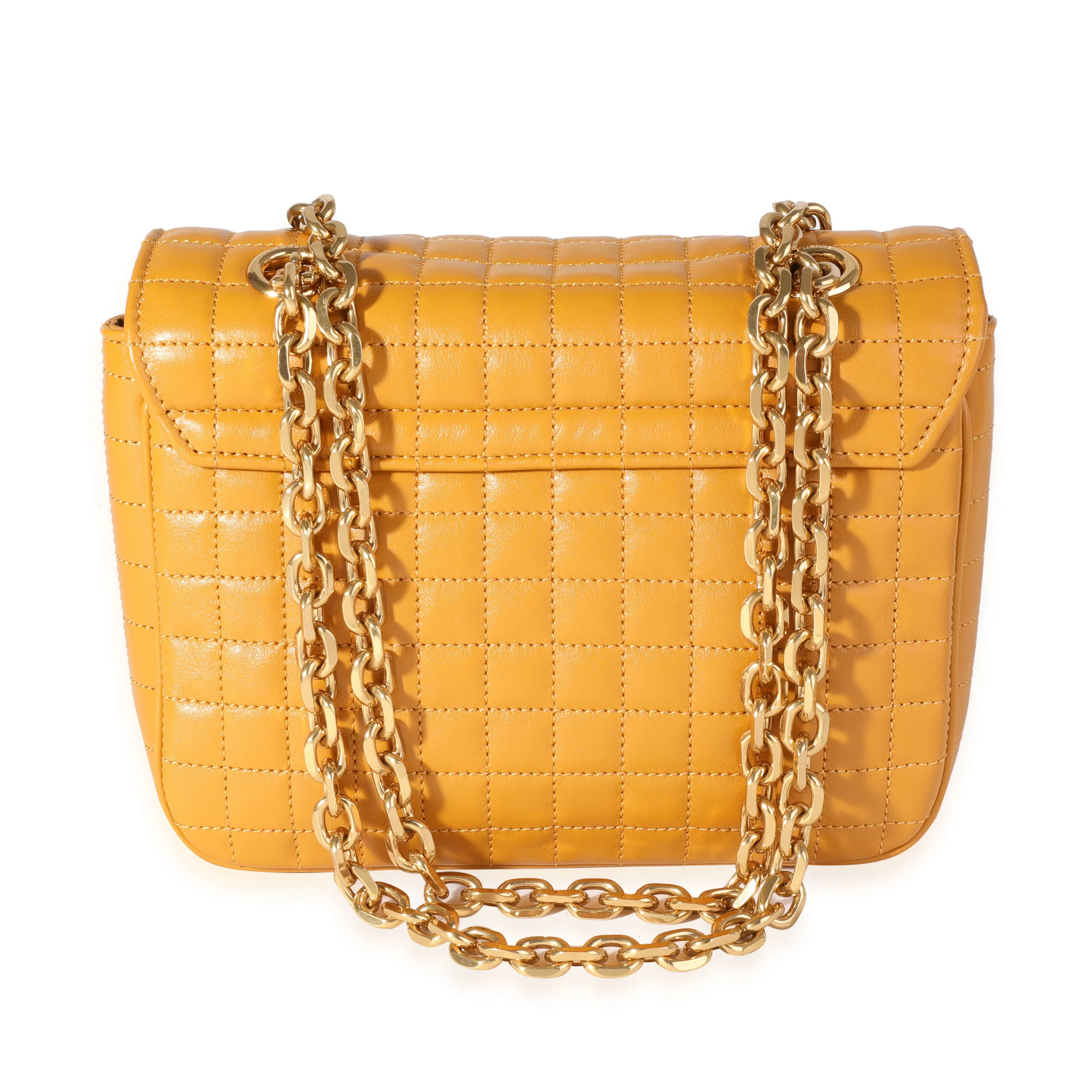 Celine Ocre Quilted Calfskin Small C Flap Bag