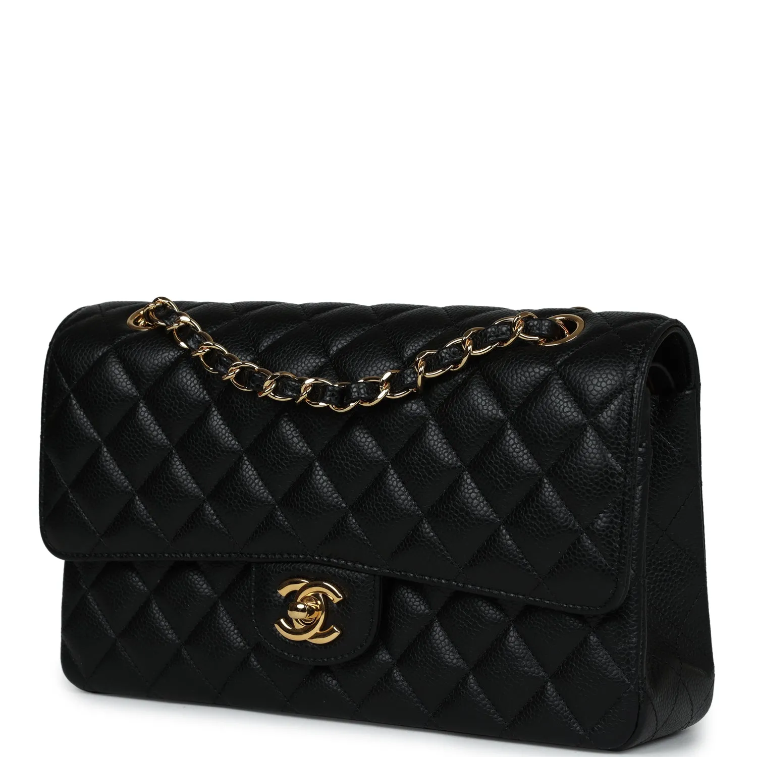 Chanel Medium Classic Double Flap Bag Black Caviar Gold Hardware