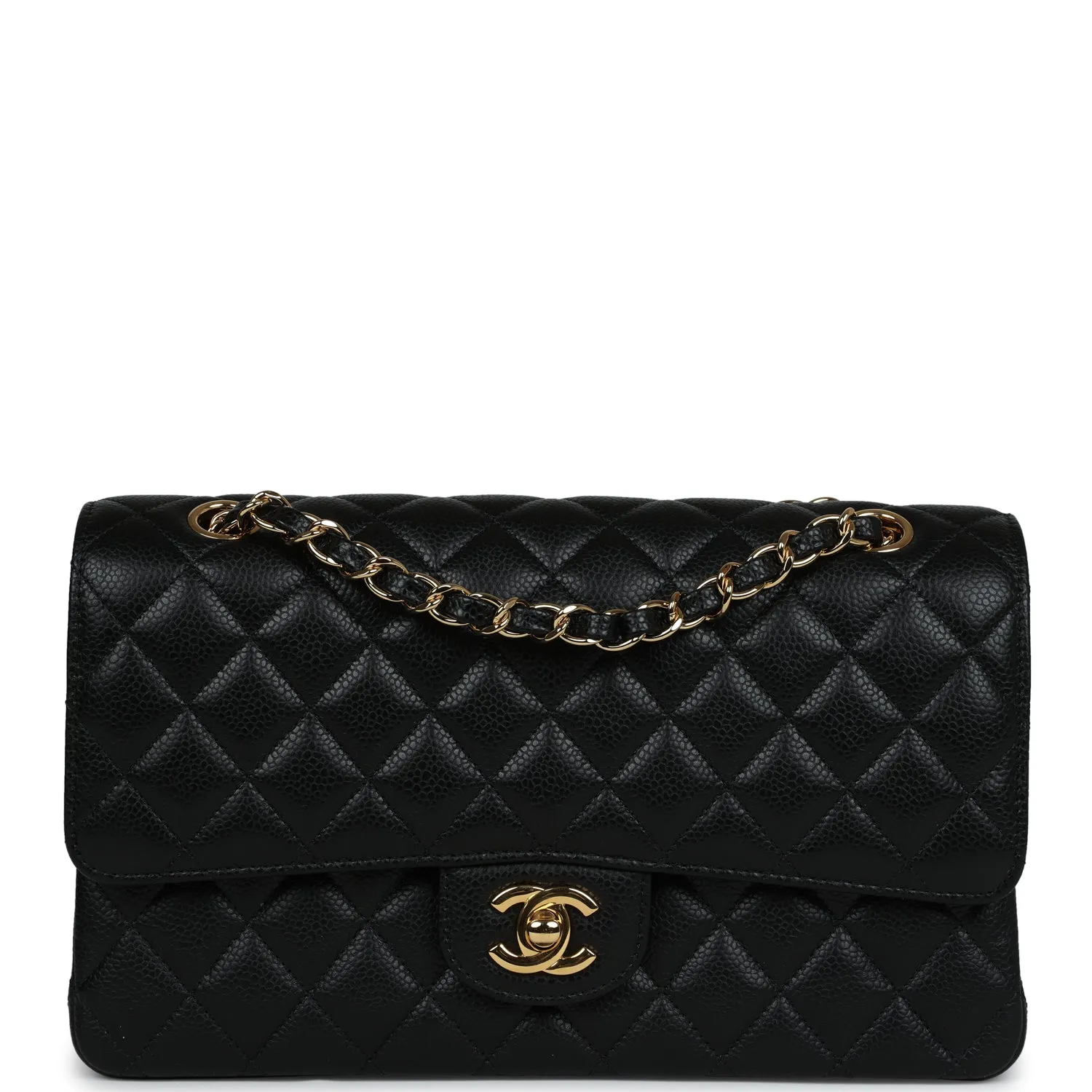 Chanel Medium Classic Double Flap Bag Black Caviar Gold Hardware