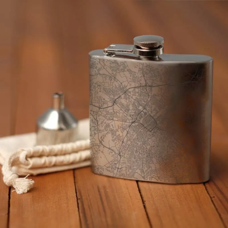 Charlotte NC Map Hip Flask