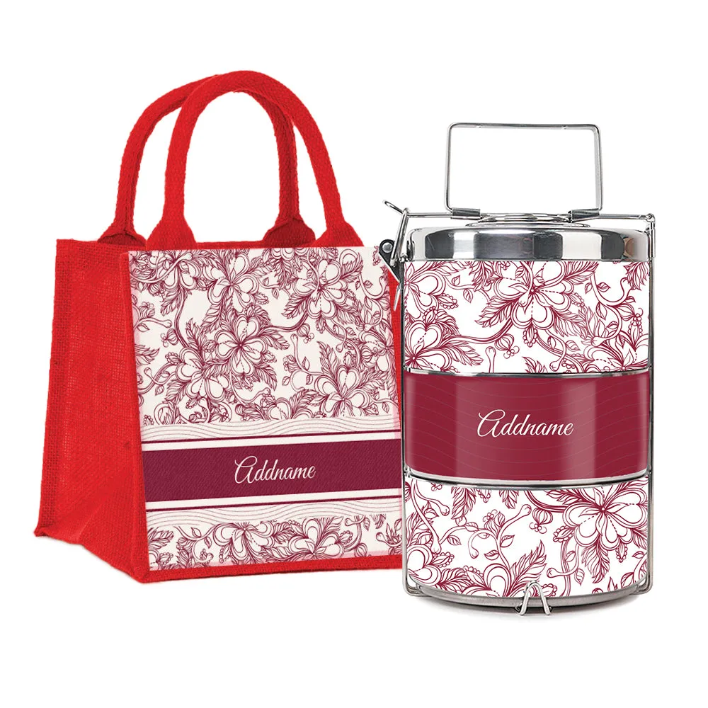 Chrysanths Artline Series 3-Tier Premium Small 11.5cm Tiffin Carrier [FREE Custom Add Name]