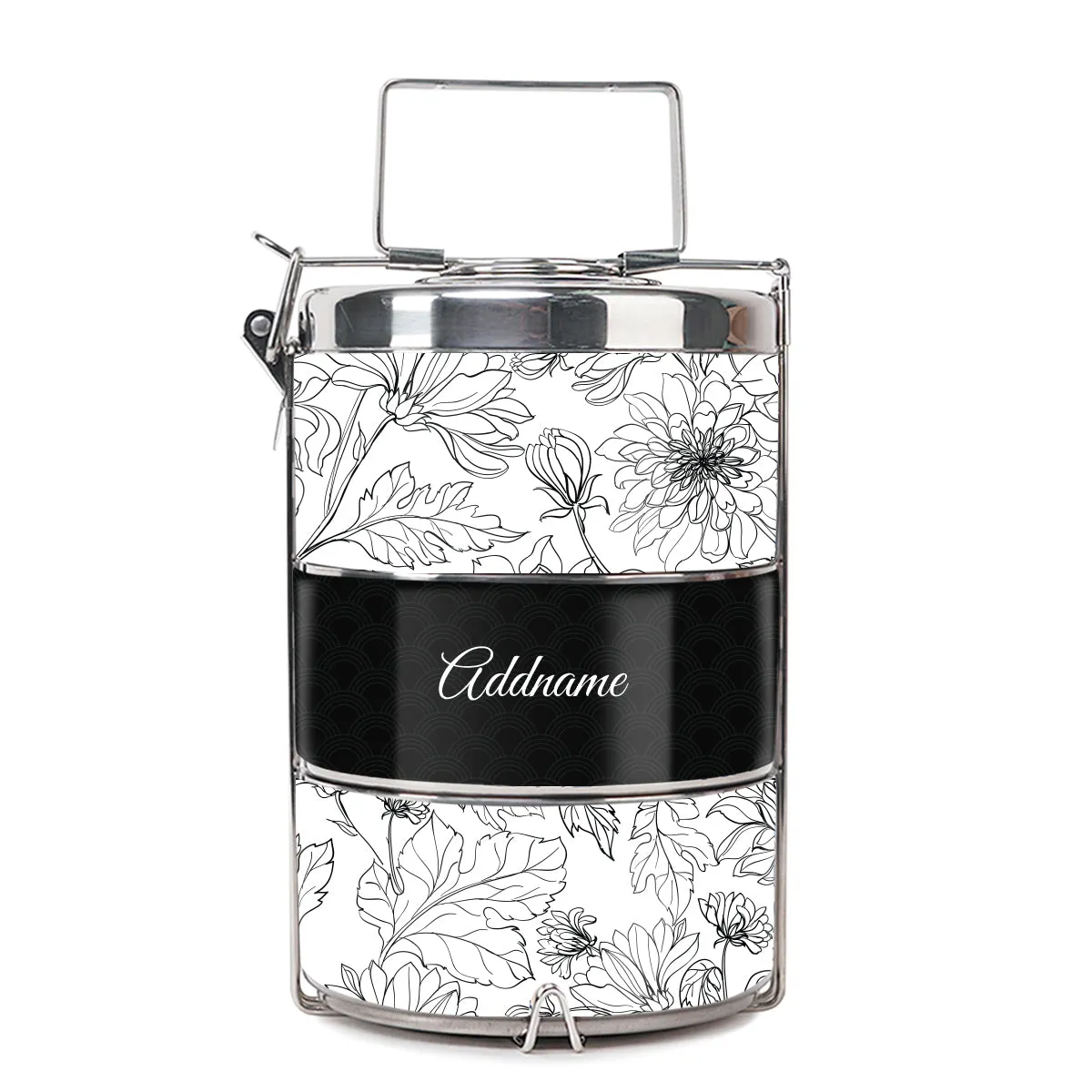 Chrysanths Artline Series 3-Tier Premium Small 11.5cm Tiffin Carrier [FREE Custom Add Name]