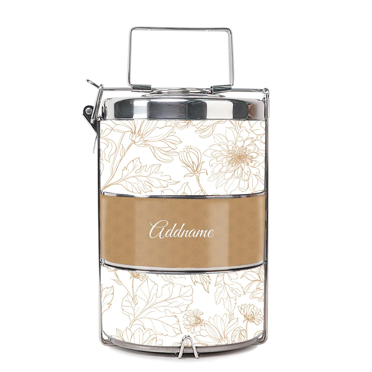 Chrysanths Artline Series 3-Tier Premium Small 11.5cm Tiffin Carrier [FREE Custom Add Name]