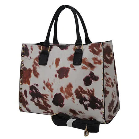 Cow Print NGIL Faux Leather 2-IN-1 Tassel Bag