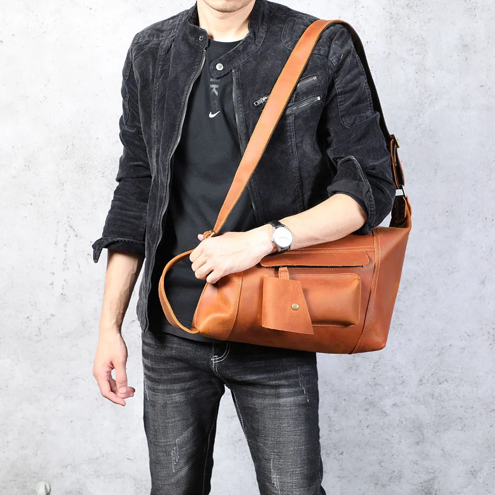 Crazy Horse Leather Messenger Bag Men Shoulder Bag Casual Crossbody Bag