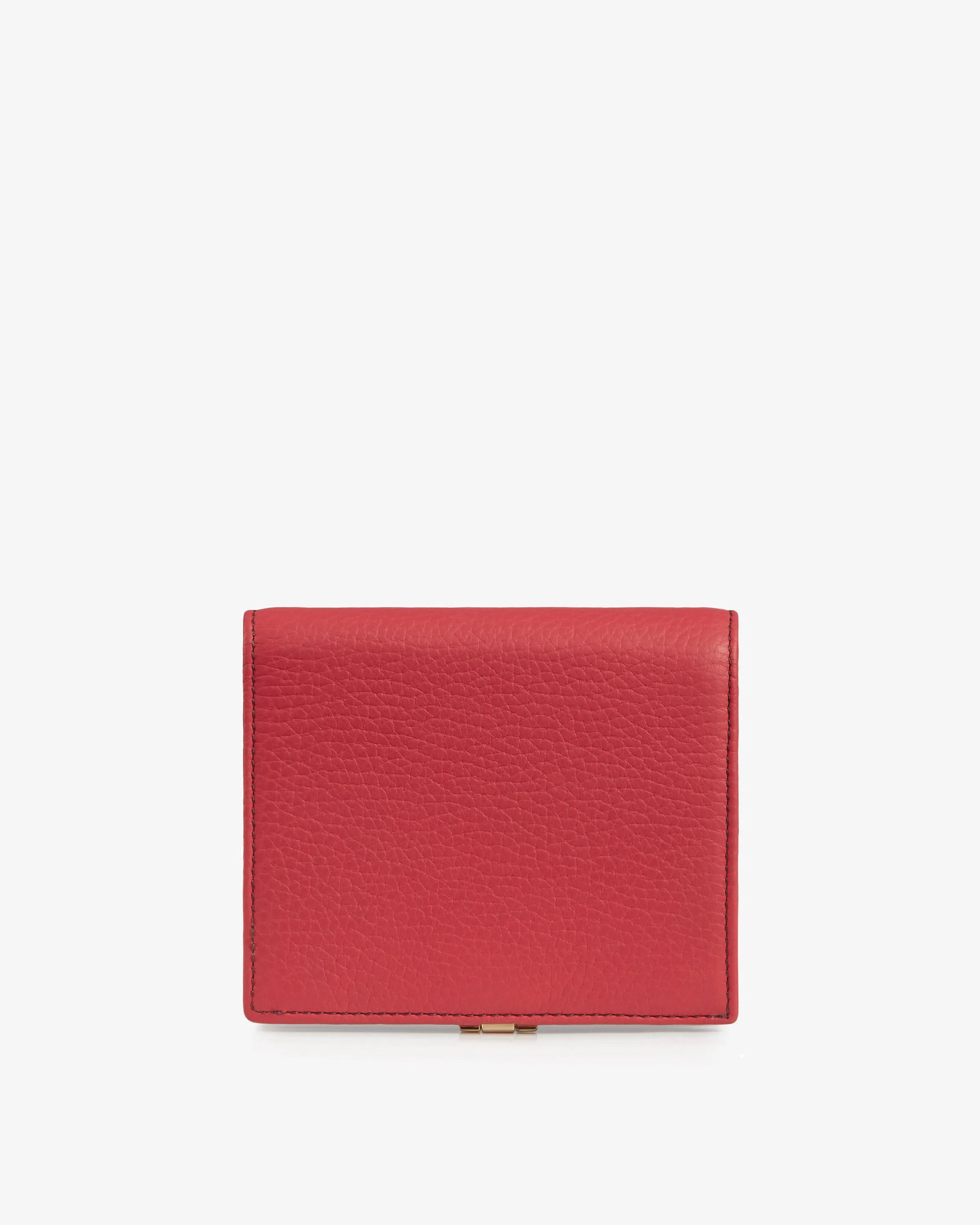 Crescent Wallet - Raspberry Red with Burgundy Stitch