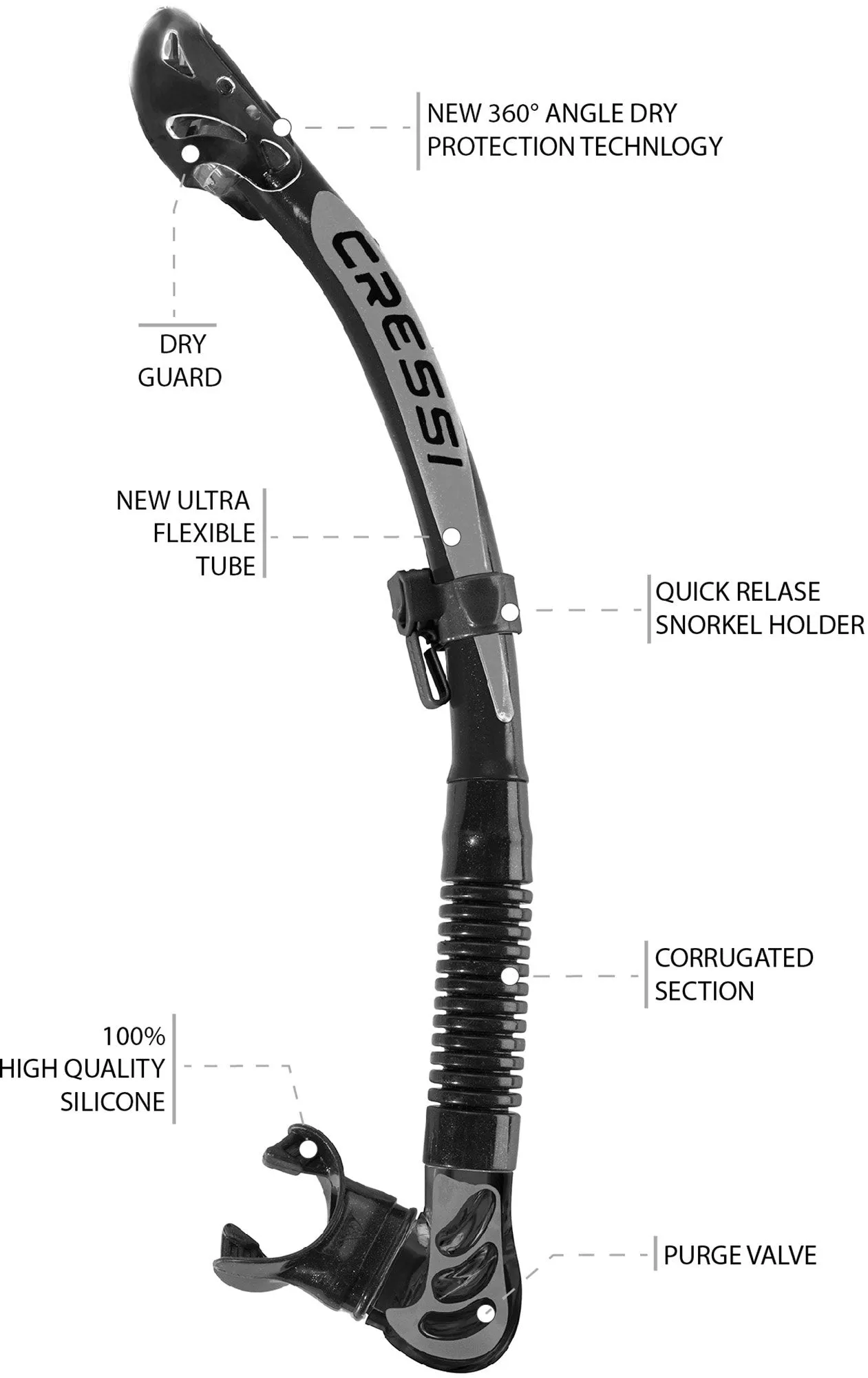 Cressi Alpha Ultra Dry Snorkel