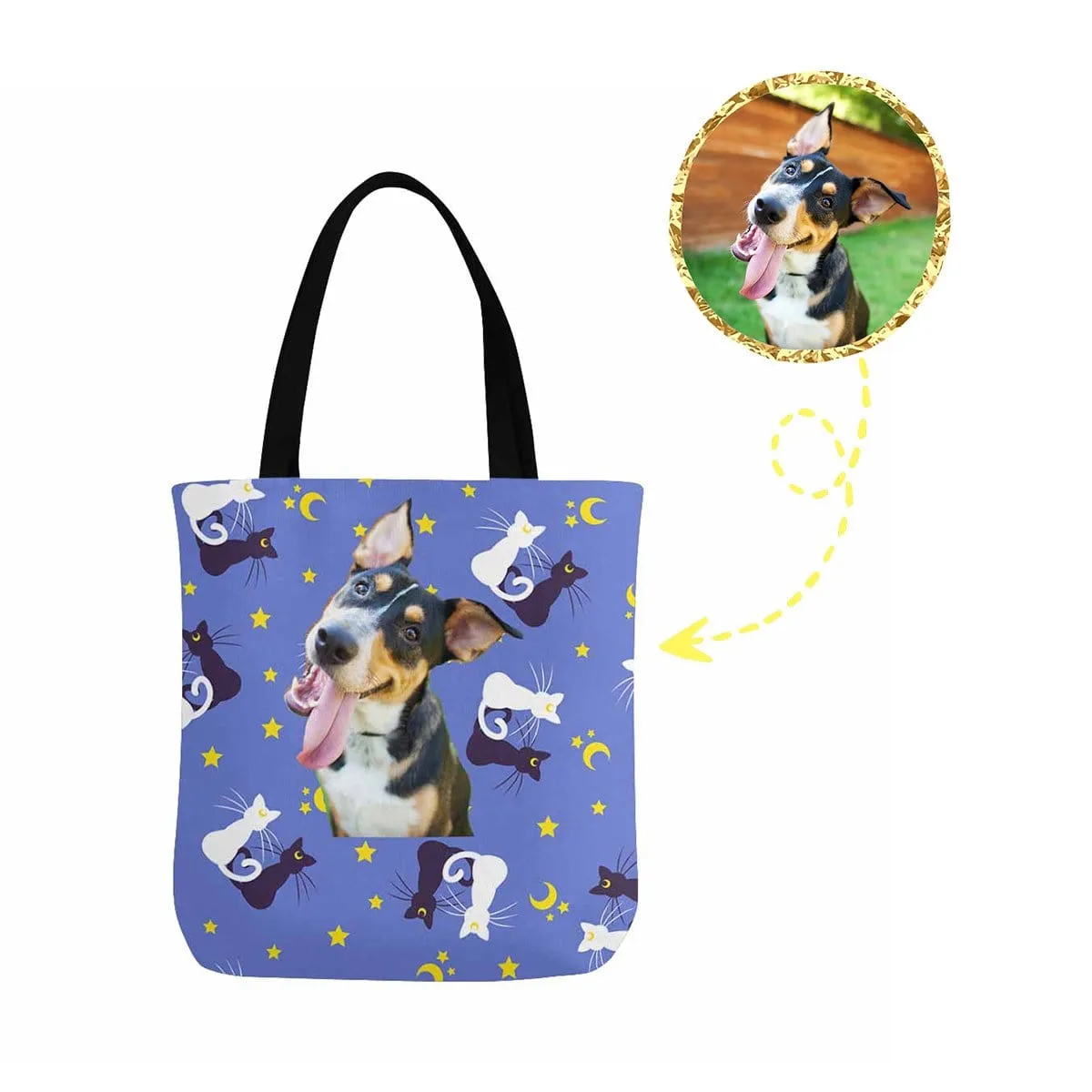 Custom Dog Cat Pattern Canvas Tote Bag