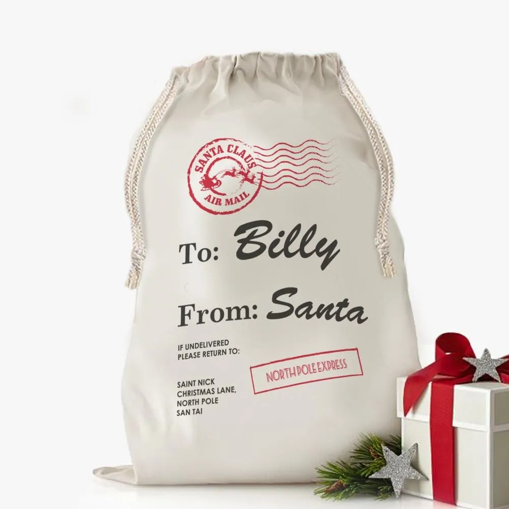 Custom Santa's Special Delivery Christmas Drawstring Sack | Personalized Santa Bag