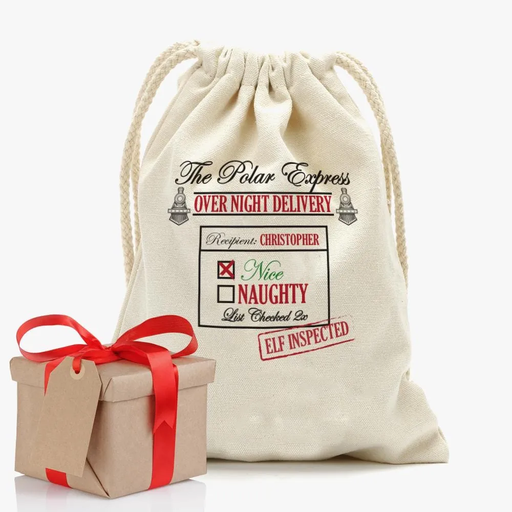 Custom Santa's Special Delivery Christmas Drawstring Sack | Personalized Santa Bag