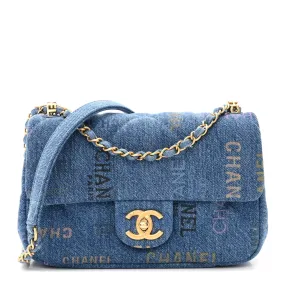 Denim Quilted Mini Denim Mood Rectangular Flap Blue Multicolor