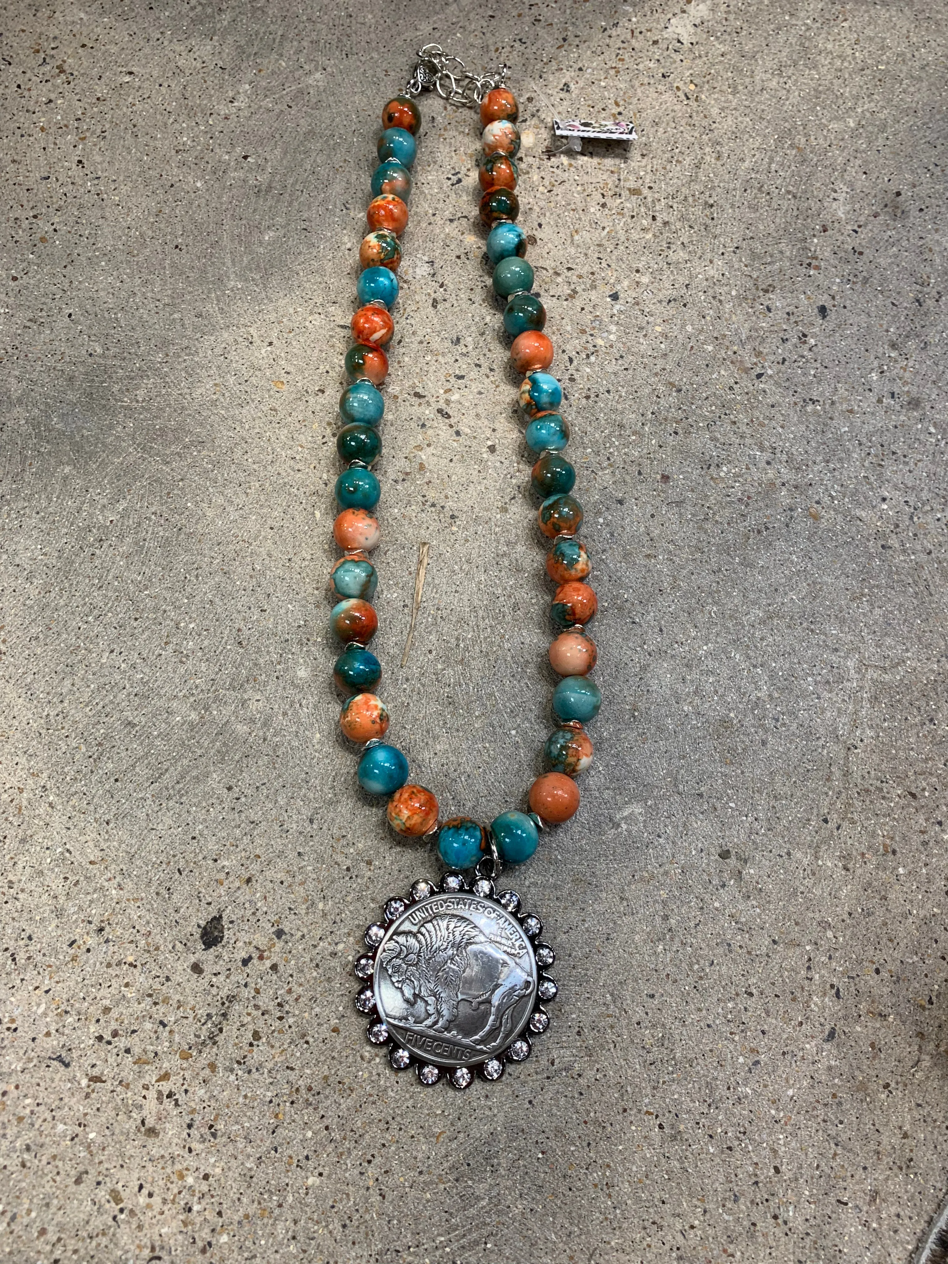 Desert Dream Buffalo Nickel AB Necklace - Turquoise/Orange