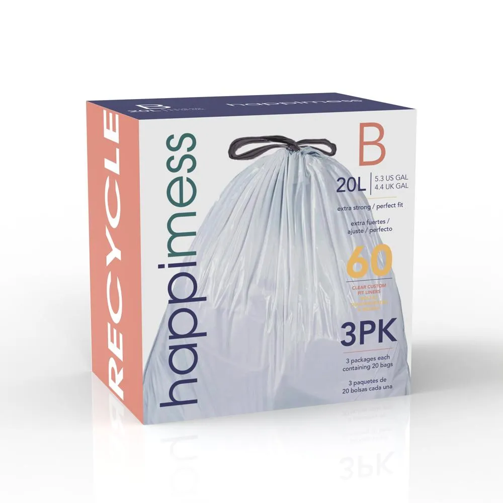 Drawstring Trash Bags/Can Liner (60-Count, 3-Packs of 20 Liners)