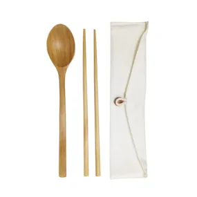 Eco-Friendly Wooden Cutlery in Cotton Pouch