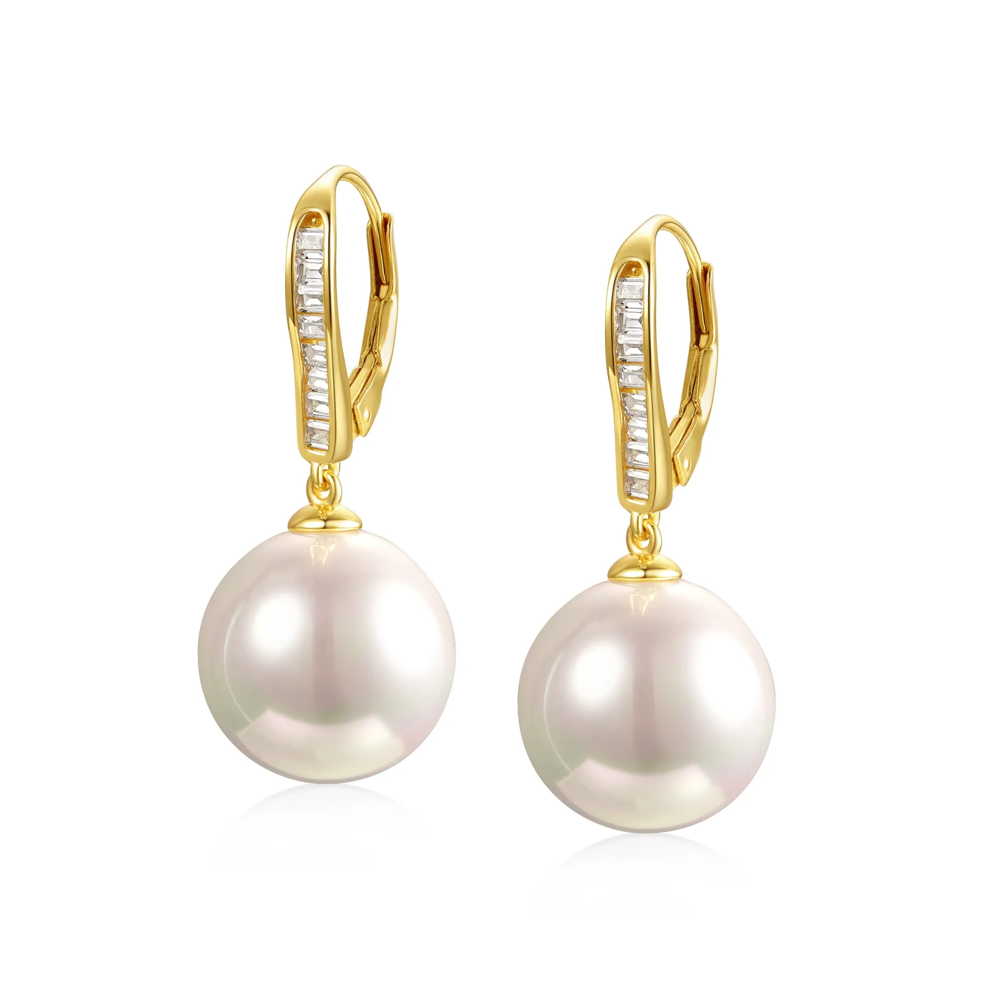 Elegant Gold-Plated Sterling Silver Earrings with Freshwater Pearls