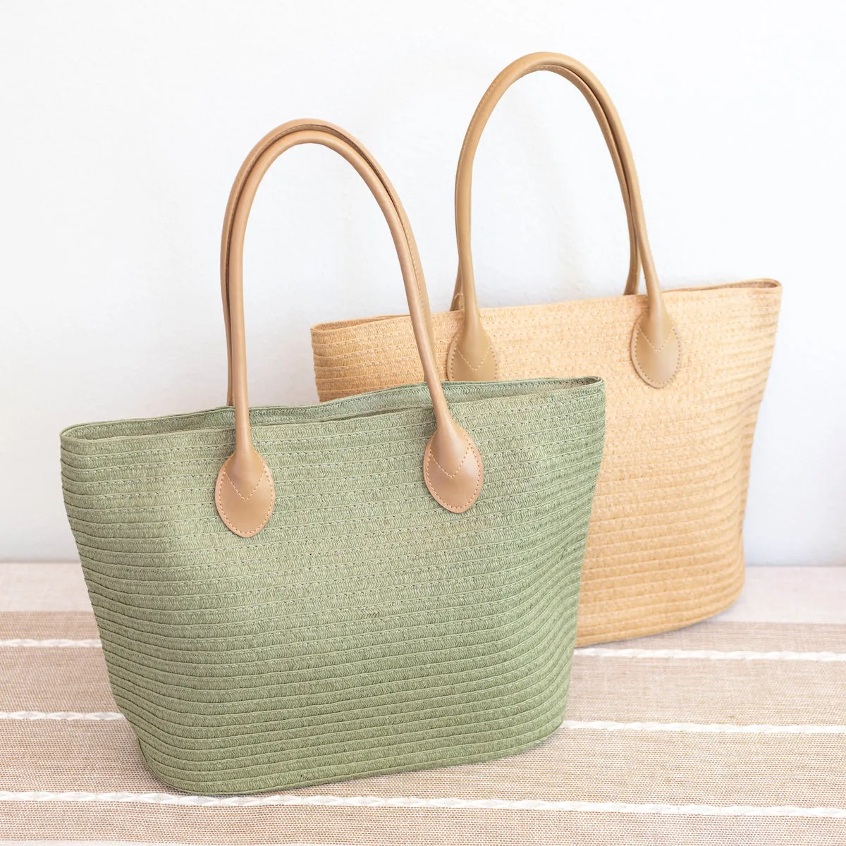 Elena Handbags Elegant Straw Woven Summer Tote