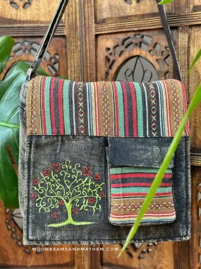 ENCHANTING BLACK TREE OF LIFE SATCHEL BAG